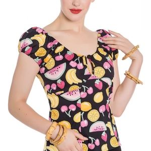 Hell Bunny Tutti Frutti Carmen Pinup Top